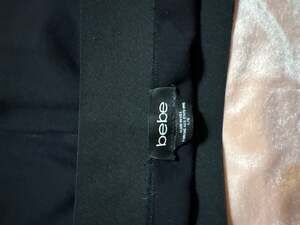 bebe Black Stretch Pull-on Slim Leg Pants with Satin Waistband